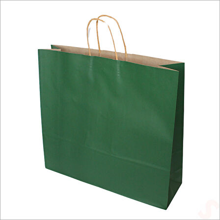 Büküm Saplı Kraft Çanta 40 x 44 x 13 cm, Yeşil - 1 Adet