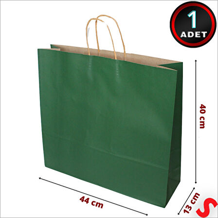 Büküm Saplı Kraft Çanta 40 x 44 x 13 cm, Yeşil - 1 Adet