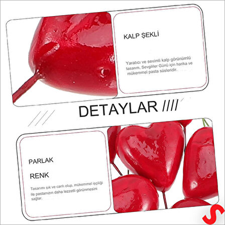 Minyatür Kalp Çubuk, 3 cm x 5 cm - 10 Adet