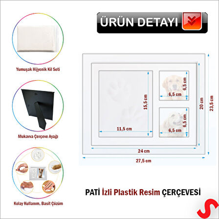 Kedi Köpek Pati İzi  Resim Çerçevesi, 27,5cm x 23,5cm