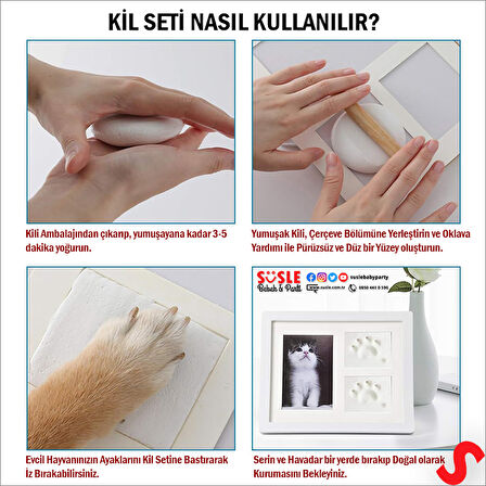 Kedi Köpek Pati İzi  Resim Çerçevesi, 27,5cm x 23,5cm