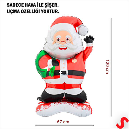 Gözlüklü Noel Baba Folyo Balon 120cm x 67cm
