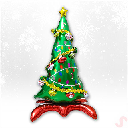 Kırmızı Ayaklı Yılbaşı Ağacı Folyo Balon 126cm x 80cm