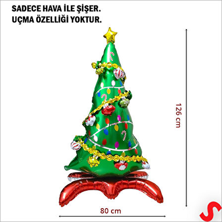 Kırmızı Ayaklı Yılbaşı Ağacı Folyo Balon 126cm x 80cm