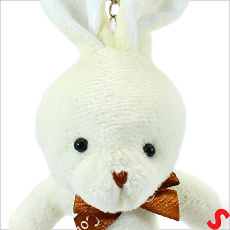 Pelüş Tavşan Anahtarlık, 15 cm x 8 cm - Krem