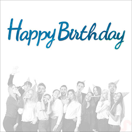 Happy Birthday Simli Folyo Karton Banner, 2 mt - Mavi