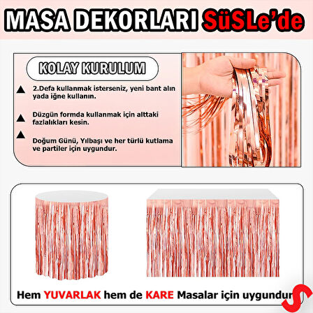 Parlak Saçaklı Işıltılı Masa Eteği 75cm x 275cm - Rose Gold