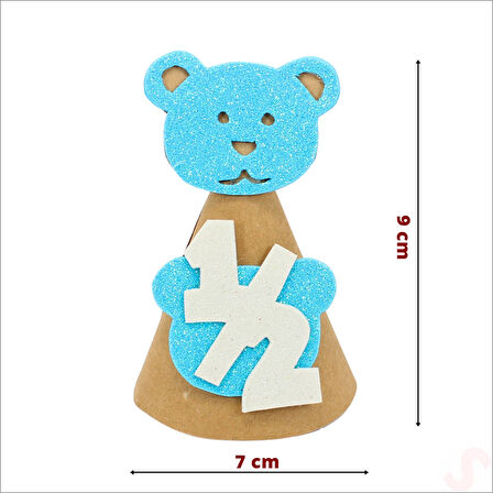 1/2 Yarım Yaş Kraft Külah Şapka - Mavi