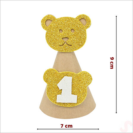 1 Yaş Kraft Külah Şapka - Altın