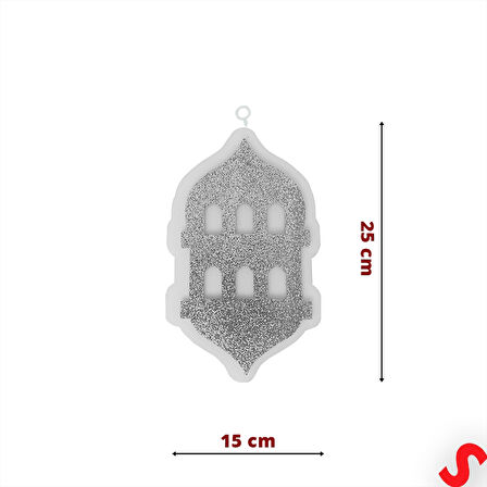 Ramazan Feneri Strafor SüS, 25cm x 15cm - Gümüş