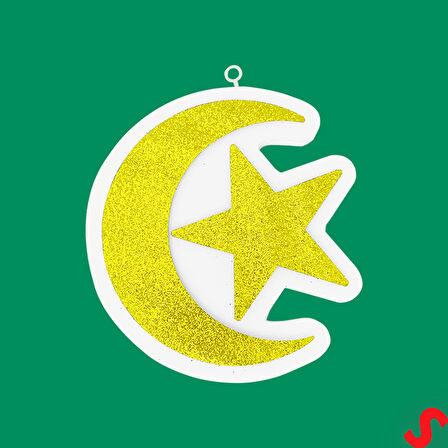 Ramazan Ay Yıldız Strafor SüS, 24cm x 22cm - Altın