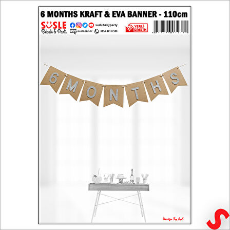 6 Months Simli Evalı Kraft Banner, 110cm x 17cm - Gümüş