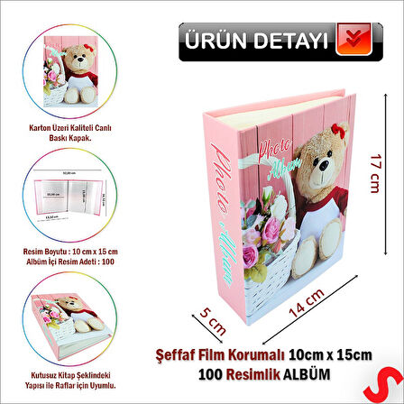 Bebek Fotoğraf Albümü, 10cm x 15cm x 100 Resimlik - Pembe