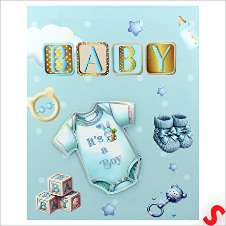 Bebek Fotoğraf Albümü Kutulu, 80 Resimlik - Mavi Tulum