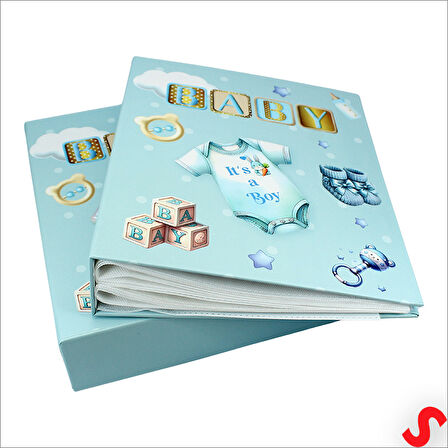 Bebek Fotoğraf Albümü Kutulu, 80 Resimlik - Mavi Tulum