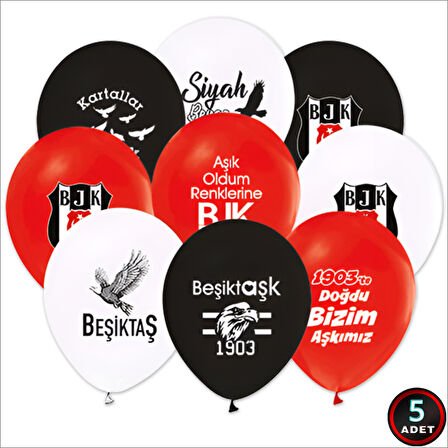 Beşiktaş Lisanslı Balon, 30cm x 5 Adet