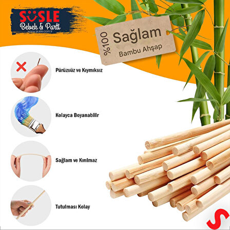 Bambu Çöp Şiş, Kurabiye Çubuğu, 25 cm x 90 Adet