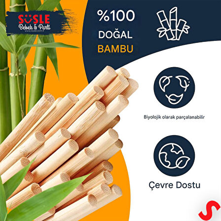 Bambu Çöp Şiş, Kurabiye Çubuğu, 25 cm x 90 Adet