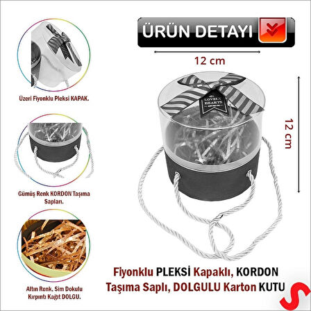 Pleksi Kapaklı Fiyonklu ve Dolgulu Karton Kutu, 20cm - Mor