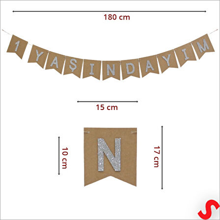 1 Yaşımdayım Kraft Banner - 180 cm