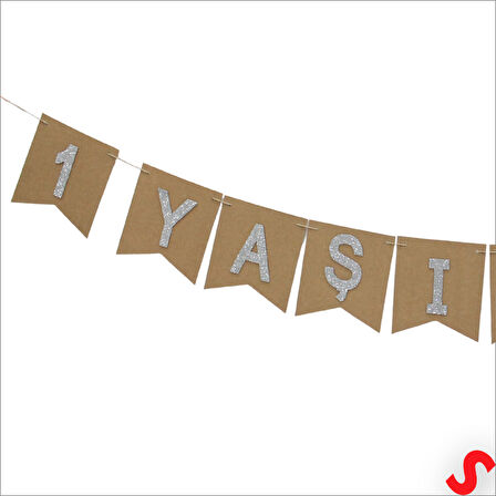 1 Yaşımdayım Kraft Banner - 180 cm