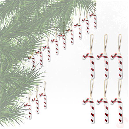 Yılbaşı Baston SüS, 7 cm x 6 Adet