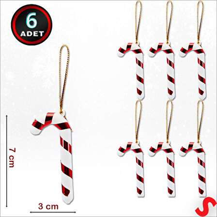 Yılbaşı Baston SüS, 7 cm x 6 Adet