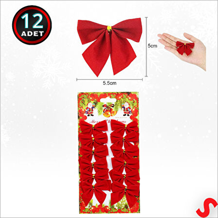 Yılbaşı Kadife Fiyonk SüS, 5,5 cm x 12 Adet