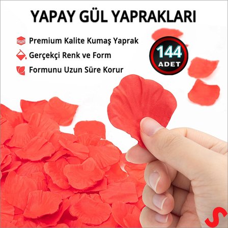 Yapay Gül Yaprakları, 144 Adet - Kırmızı