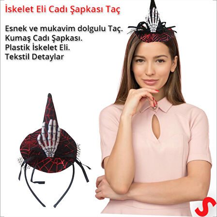 İskelet Elli Cadı Şapkası Taç