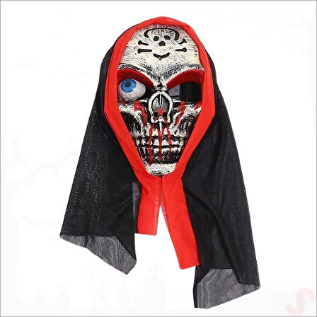 Tek Gözlü İskelet Maskesi, 24cm x 17cm - Beyaz