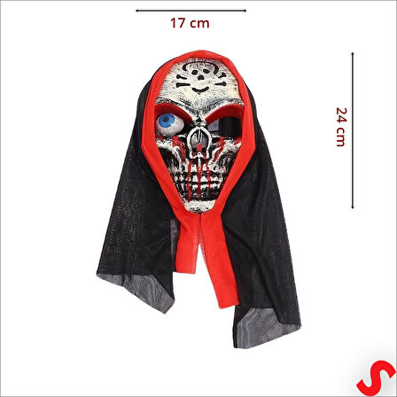 Tek Gözlü İskelet Maskesi, 24cm x 17cm - Beyaz