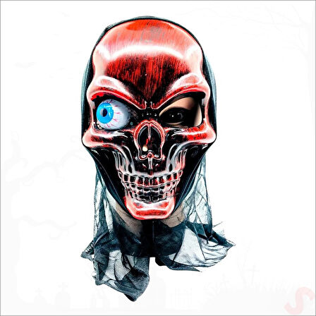 Tek Gözlü İskelet Maskesi, 24cm x 17cm - Kırmızı