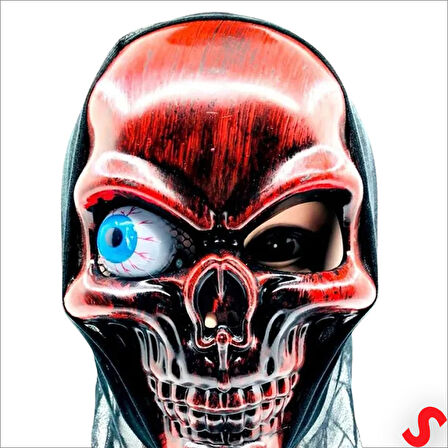 Tek Gözlü İskelet Maskesi, 24cm x 17cm - Kırmızı