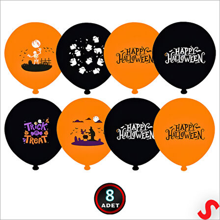 Happy Halloween Cadılar Bayramı Balon, 30cm x 8 Adet