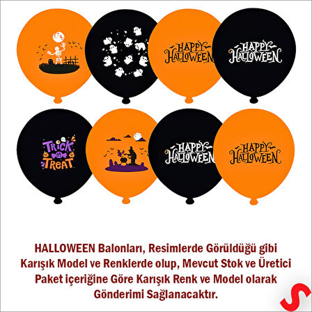 Happy Halloween Cadılar Bayramı Balon, 30cm x 8 Adet