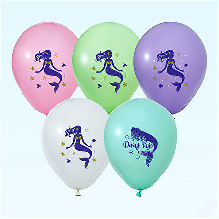 Deniz Kızı Pastel Balon, 30cm x 5 Adet