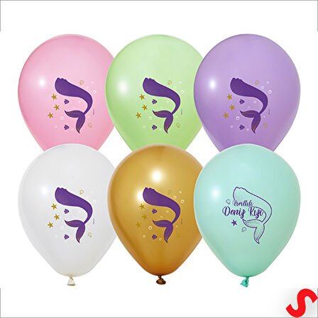 Deniz Kızı Pastel Balon, 30cm x 5 Adet