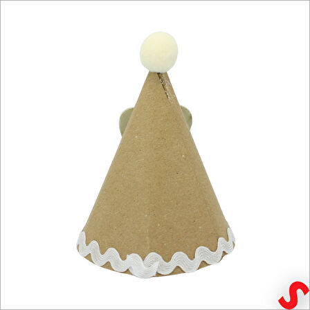 Diş Figürlü Kraft Karton Ponponlu Külah Şapka