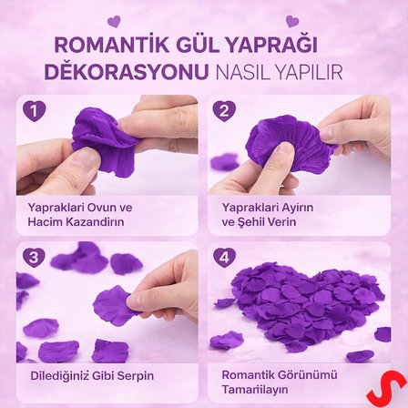 Yapay Gül Yaprakları, 144 Adet - Mor