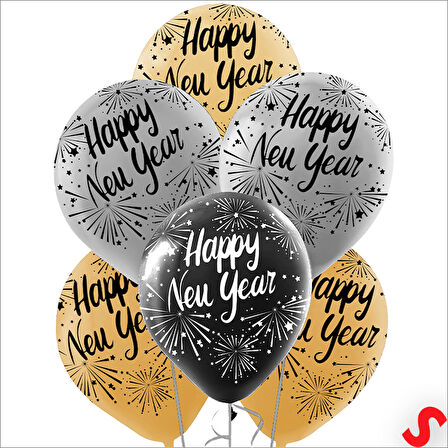 Happy New Year Yılbaşı Balonu, 30cm x 6 Adet