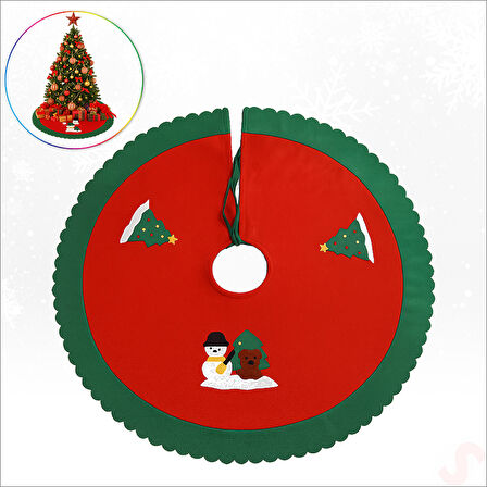 Yılbaşı Çam Ağacı Altı Örtüsü Desenli - 90 cm