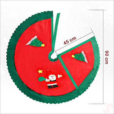 Yılbaşı Çam Ağacı Altı Örtüsü Desenli - 90 cm