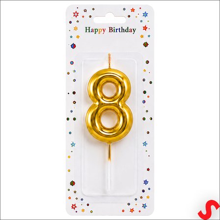 8 Rakam Mum Altın - 10 cm