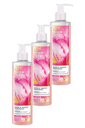 Avon Senses Sweat & Joyful Frezya ve Nar Kokulu Sıvı El Sabunu 250 Ml. Üçlü Set