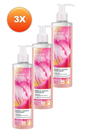 Avon Senses Sweat & Joyful Frezya ve Nar Kokulu Sıvı El Sabunu 250 Ml. Üçlü Set