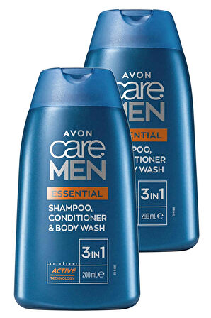 Avon Care Men Essential 3’ü 1 arada Sampuan, Bakım Kremi ve Dus Jeli 200 Ml. İkili Set