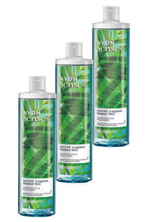 Avon Senses Secret Lagoon Su Meymeleri ve Misk Kokulu Duş Jeli 500 Ml. Üçlü Set
