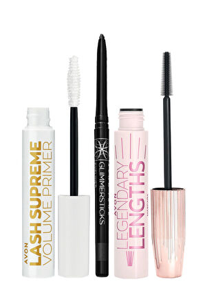 Avon Legendary Lengths Maskara Glimmersticks Göz Kalemi ve Lash Supreme Maskara Bazı Paketi