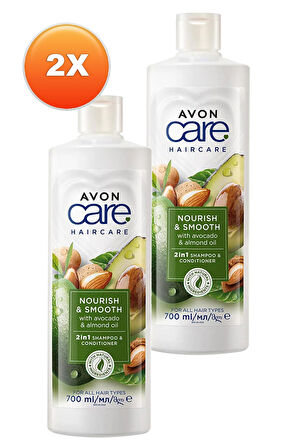 Avon Care Avakado ve Badem Yağı içeren Şampuan ve Saç Bakım Kremi 700 Ml. İkili Set